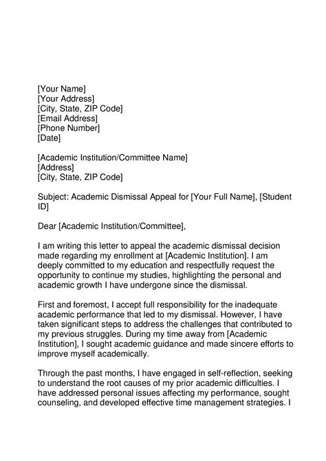 Successful Academic Dismissal Appeal Letter Forms Docs 2023