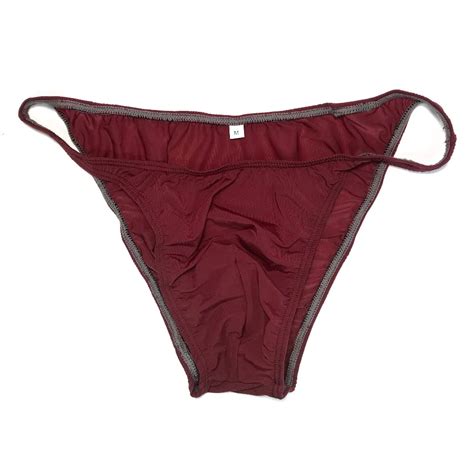 G3772 Mens String Bikini Contoured Pouch Low Rise Moderate Back Nylon Spandex Soft Thin Jersey