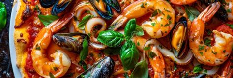 Seafood Pizza Pizza Ai Frutti Di Mare With Squid Rings Mussels And