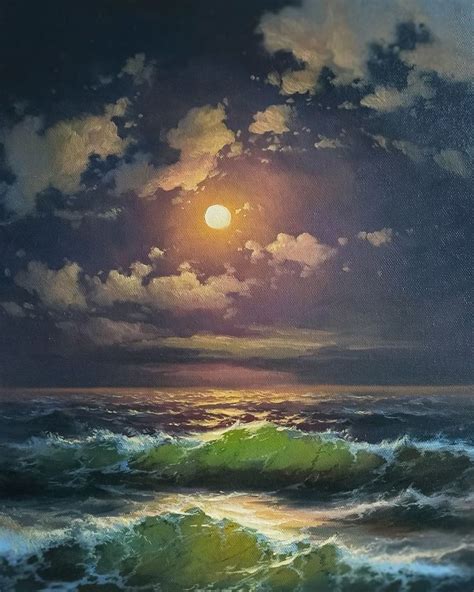 Картина Маслом. Запись со стены. | Ocean landscape painting, Beach art ...