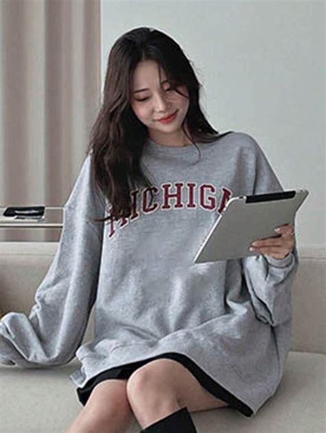 Dazy Letter Graphic Drop Shoulder Oversized Pullover Shein Usa