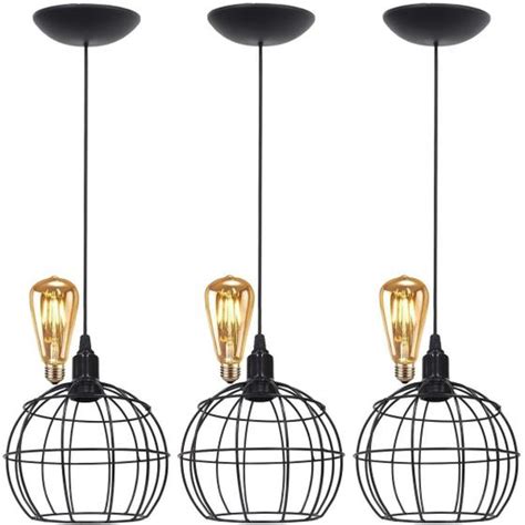 3 Pendentes Aramado Teto Globo Luminária Lustre Retrô Balcão Lâmpada