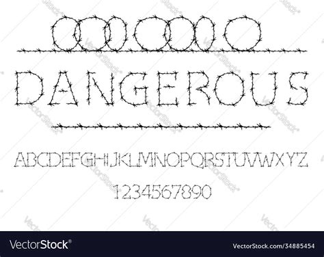 Barbed Wire Vector Font Type Capital And Lowercase Letters Stock Vector Image Art Alamy