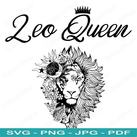 Leo Queen SVG PNG Pdf Leo Girl August Birthday Leo Crown Leo Lady