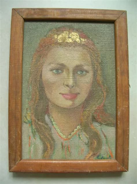 Ancien Tableau Huile Sur Toile Portrait De Femme Sign De Cm X