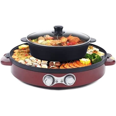 Luernas W Hot Pot Bbq Gril Électrique Sans Fumée Et Pot Chaud En Barbecue Marmite De