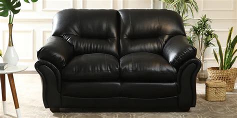 Leatherette 2 Seater Sofa In Black