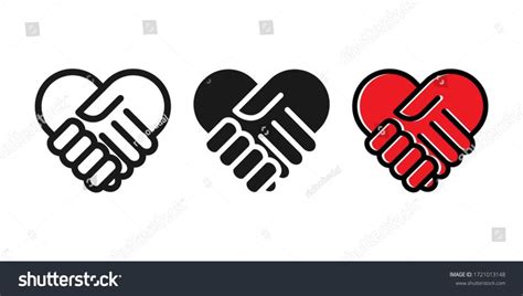 Heart Shaped Handshake Icons Vector Illustration Stock Vector Royalty