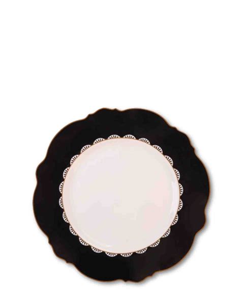 Jenna Clifford 4 Piece Black Rose Dinner Plate Set Black And White