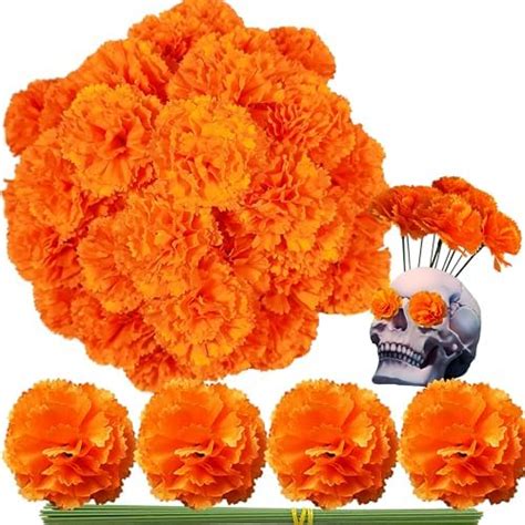 Amazon.com: Marigold Flowers, 50pack Artificial Marigold Flowers Flor ...