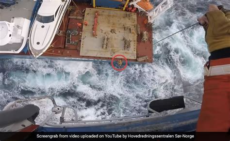 Watch Crew Airlifted From Cargo Ship Adrift At Sea Dramatic Rescue Is