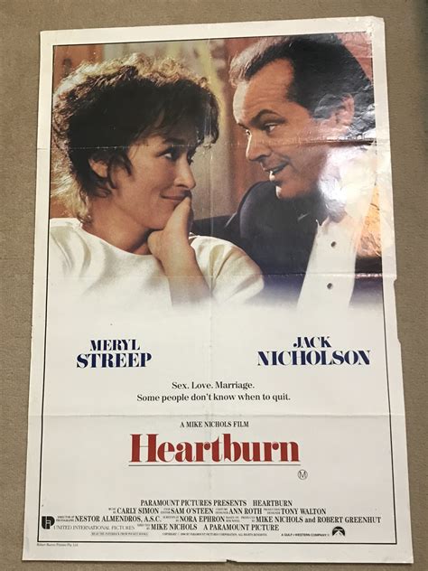 Meryl Streep Jack Nicholson Heartburn - Movie Poster 1986 1m x 70cm ...