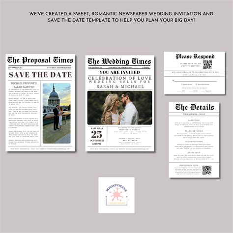 Wedding Newspaper Invitation Template Editable Wedding Infographic