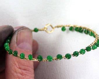 Emerald Gemstone Bracelet In Kt Rolled Gold Size To Wire Wrapped