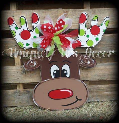 Reindeer Door Hanger Door Hanger Christmas Door Hanger Etsy