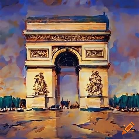 Abstract Painting Of Champs Elysee And Arc De Triomphe