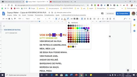 Mudar A Cor Da Letra Google Docs Youtube