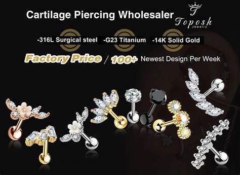 316l Surgical Stainless Steel Cartilage Earrings Studs Heart Cz Zircon