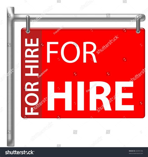 For Hire Sign In Red Color Stock Photo 60495196 Shutterstock