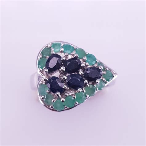 Natural Emerald And Sapphire Ring