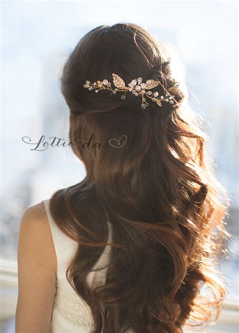 Boho Hochzeit Haarkamm Gold Oder Silber Blume Blatt Haar Rebe Etsy