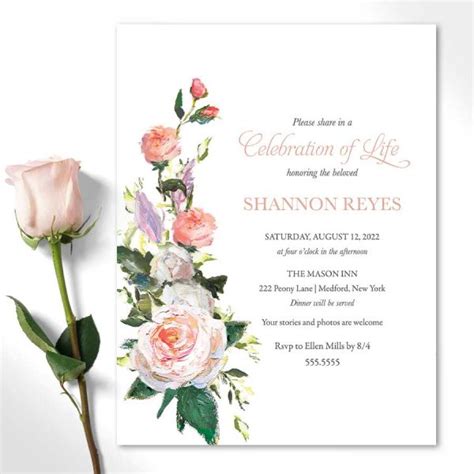 memorial service invitations Elegant celebration of life memorial ...