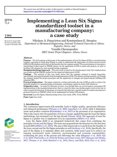 Implementing A Lean Six Sigma STANDARDIZED | PDF | Six Sigma | Student ...