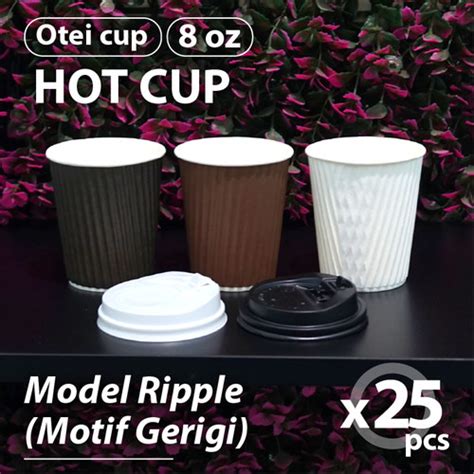Jual Hot Cup Oz Ripple Model Gerigi Paper Cup Gelas Kertas Hitam Tanpa Tutup Kota