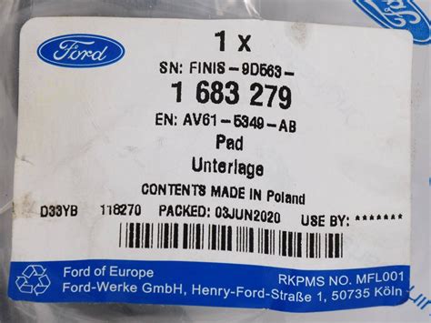PODKŁADKA SPRĘŻYNY ZAWIESZANIA PRZÓD FOCUS C-MAX 10-14 / FOCUS 11-15 ...