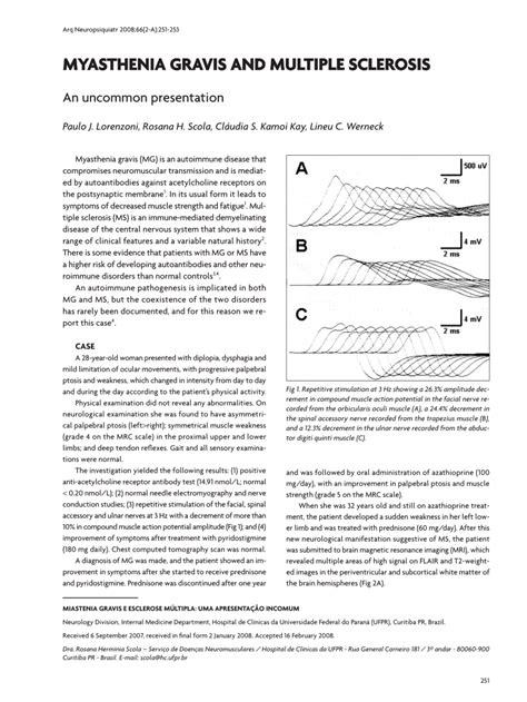 (PDF) Myasthenia gravis and multiple sclerosis: An uncommon presentation