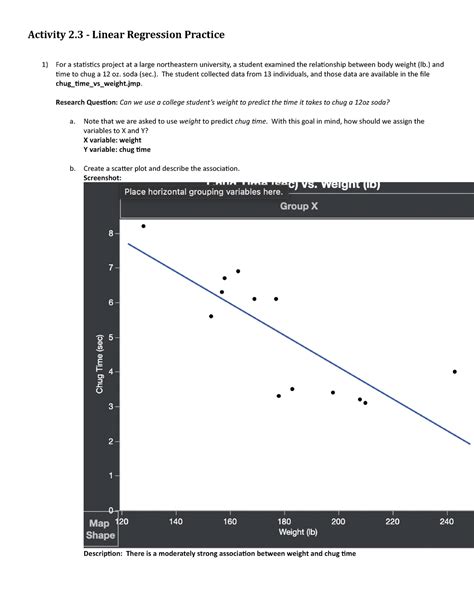 Act2 3 Linear Regression Practice Activity 2 Linear Regression Practice For A Statistics