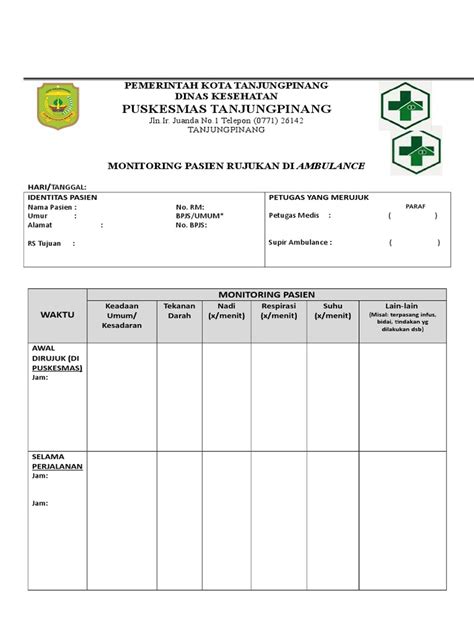 Formulir Monitoring Pasien Rujukan Di Ambulance Pdf