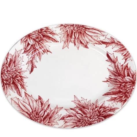 Poinsettia Large Oval Platter Holiday Pops Holiday Wreaths China Platter Vintage Romance