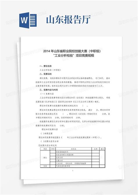 2014年山东省职业院校技能大赛中职组“工业分析检验”项目竞赛规程word模板下载编号legryyza熊猫办公