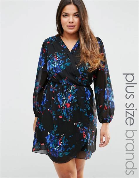 Image 1 Of Ax Paris Plus Wrap Dress In Floral Print