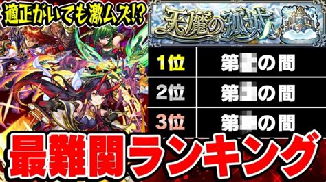 【モンスト】2023年6月現環境での天魔の孤城難易度ランキング！最適正キャラがいても難しい モンスターストライク動画まとめ