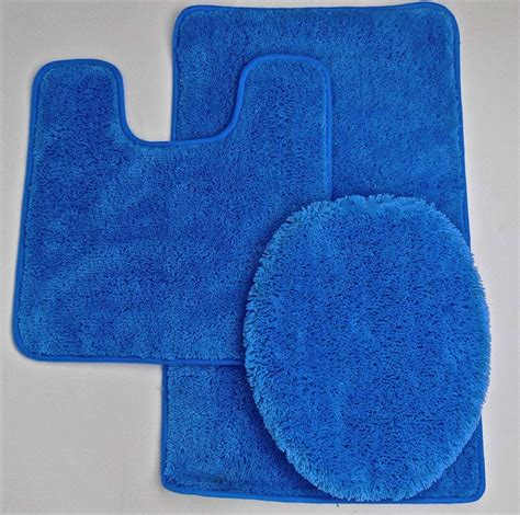 Luxury Traditional Non Slip 3 Piece Bath Mat Set Solid Color Bathroom U