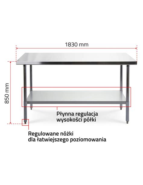 Stół roboczy 180x70 cm ze stali nierdzewnej z regulowaną półką