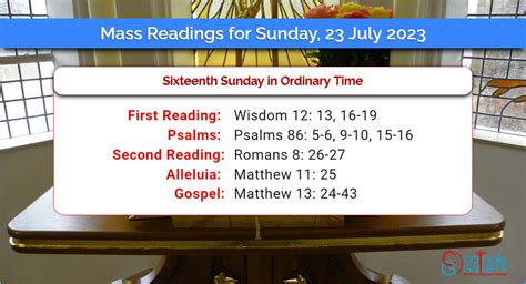 Daily Mass Readings For Sunday July Catholic Gallery