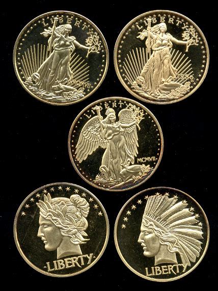 Augustus St Gaudens 5 Coin Patterns Set