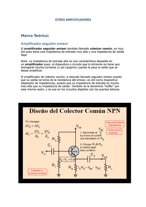 Amplificador seguidor OTROS AMPLIFICADORES Marco Teórico