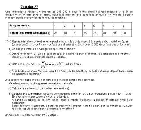 Statistiques Deux Variables Exercices