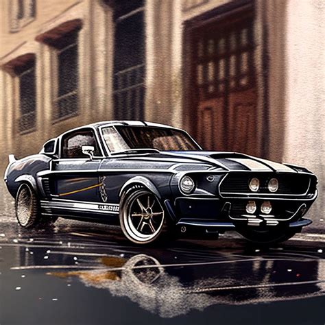 1967 Mustang Shelby GT 500 V3 Glass Wall Art Mustang Shelby Ford