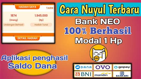 Lagi Viral Cara Terbaru Nuyul Bank Neo Berhasil Modal Hp