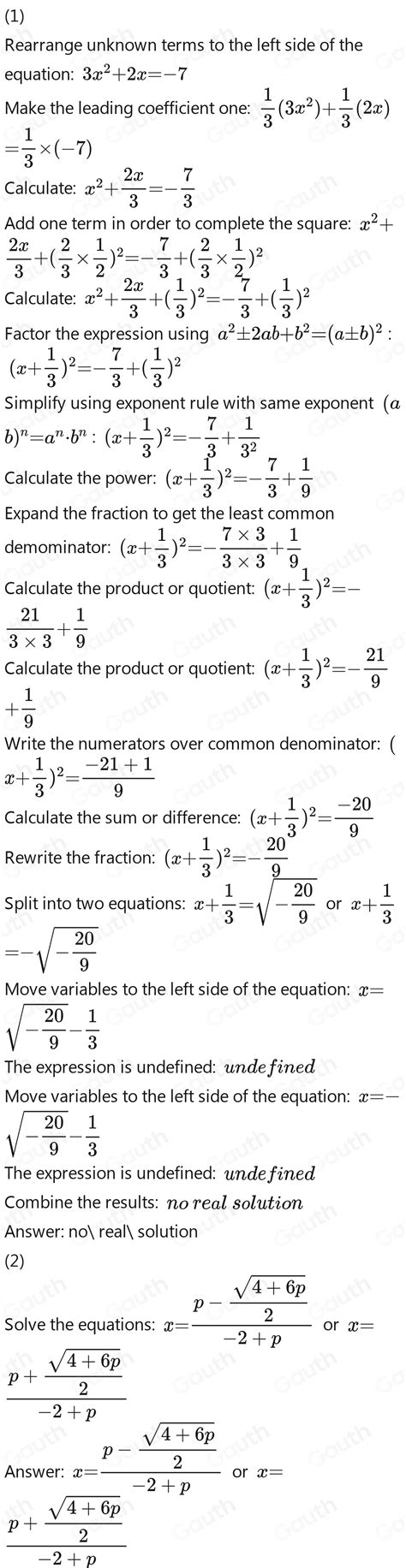 Solved 8 A Tentukan Jenis Punca Bagi Persamaan Kuadratik 3x 2 2x 7