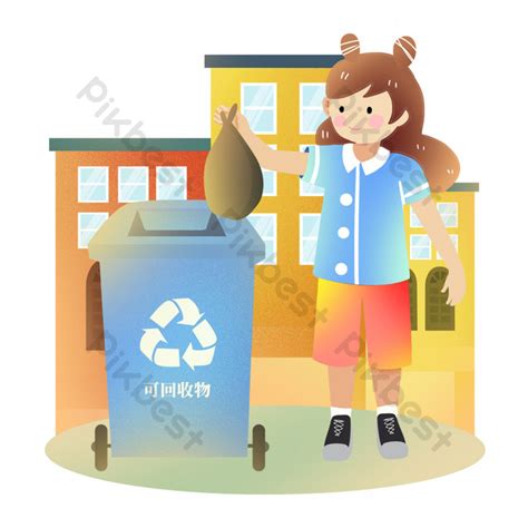 Garbage Sorting Girl Throwing Garbage Png Images Psd Free Download