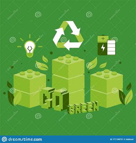 Groene Bio Energie En Recyclingconcept Vectorillustratie Vector