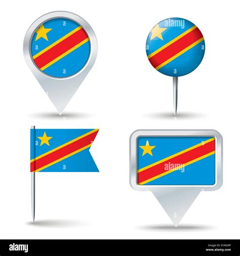 Les axes de la carte avec le drapeau du Congo (RDC) - vector ...