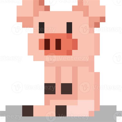 Pixel Art Sitting Pig Character 27517762 Png