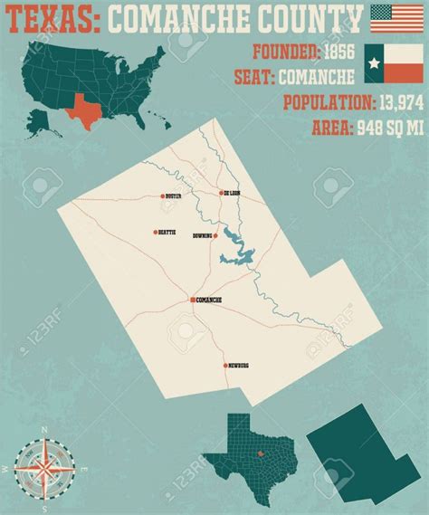 Detailed Map Of Comanche County In Texas, United States Clip Art ...